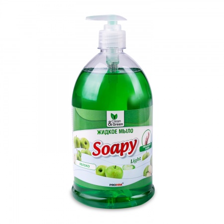 Жидкое мыло "Soapy" Light "Яблоко" с дозатором 1000 мл. Clean&Green CG8094 фото 1