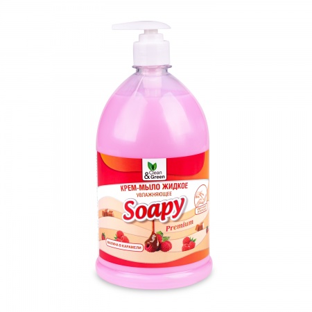 Крем-мыло жидкое "Soapy" Premium "малина в карамели" увлажн. с дозатором 1000 мл. Clean&Green CG8114 фото 1