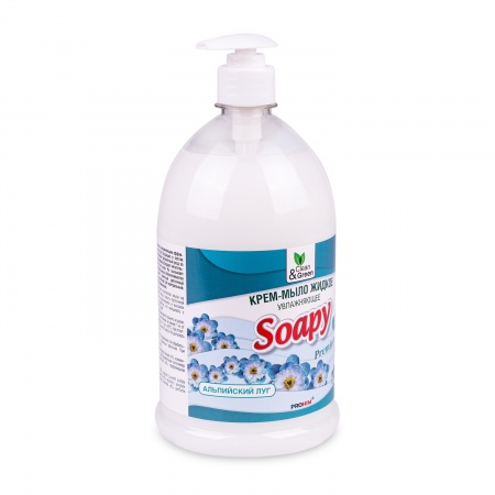 Крем-мыло жидкое "Soapy" Premium "альпийский луг" увлажн. с дозатором 1000 мл. Clean&Green CG8096 фото 2