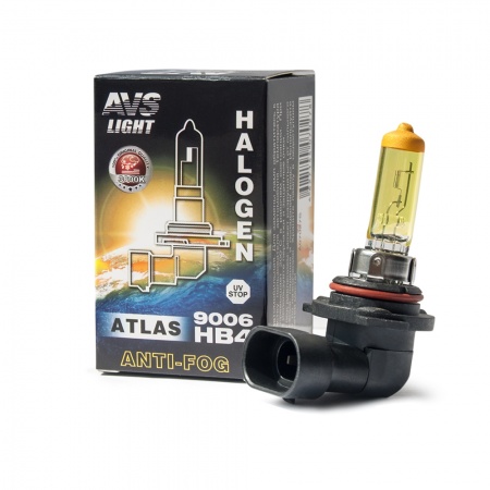 Галогенная лампа AVS ATLAS ANTI-FOG BOX желтый HB4/9006.12V.51W.коробка 1шт. фото 1
