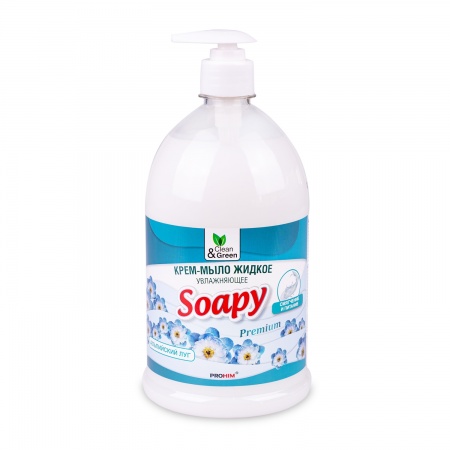Крем-мыло жидкое "Soapy" Premium "альпийский луг" увлажн. с дозатором 1000 мл. Clean&Green CG8096 фото 1