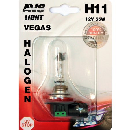 Галогенная лампа AVS Vegas в блистере H11.12V.55W.1шт. фото 1
