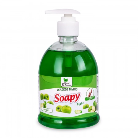 Жидкое мыло "Soapy" Light "Яблоко" с дозатором 500 мл. Clean&Green CG8062 фото 1