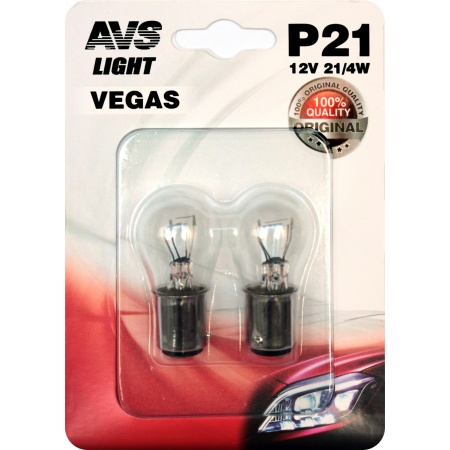 Лампа AVS Vegas в блистере 12V. P21W (BAU15s) смещ.штифт 2шт.  фото 1