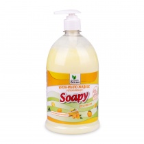 Крем-мыло жидкое "Soapy" Premium "бисквит" увлажняющее с дозатором 1000 мл. Clean&Green CG8115