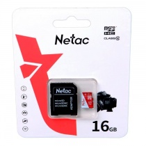 Карта памяти MicroSD 16GB Netac P500 Eco Class 10 + SD адаптер