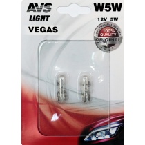 Лампа AVS Vegas в блистере 12V.W5W(W2,1x9,5d) 2шт.
