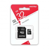 Карта памяти MicroSD 32GB Smart Buy Сlass 10 +SD адаптер