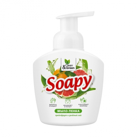 Жидкое мыло-пенка "Soapy" "Грейпфрут и зелёный чай" пенный дозатор 400 мл. Clean&Green CG8236 фото 1