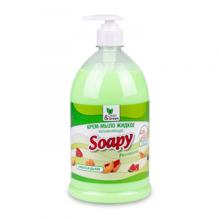 Крем-мыло жидкое "Soapy" Premium "арбуз и дыня" увлажняющее с дозатором 1000 мл. Clean&Green CG8117 фото 1