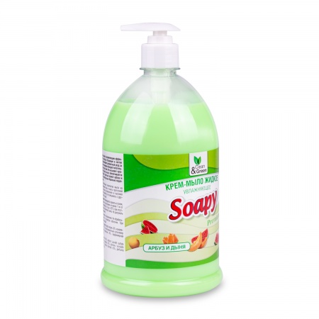 Крем-мыло жидкое "Soapy" Premium "арбуз и дыня" увлажняющее с дозатором 1000 мл. Clean&Green CG8117 фото 2