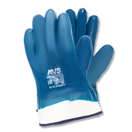Перчатки нитриловые полный облив МБС (синие, краги) 1 пара AVS RP-10 фото 1