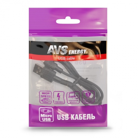 Кабель AVS micro USB (1м USB 2.0)  MR-341 (пакет) фото 1