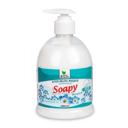 Крем-мыло жидкое "Soapy" альпийский луг увлажняющее с дозатором 500 мл. Clean&Green CG8064 фото 1