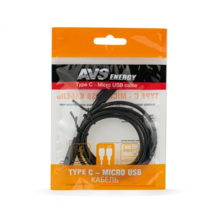 Кабель AVS Type C - Micro USB (1м ) TC-MR01 (пакет) фото 2