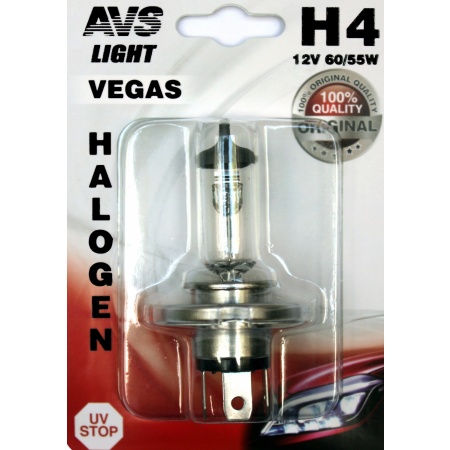Лампа галогенная AVS Vegas в блистере H4.12V.60/55W (1 шт.) фото 1