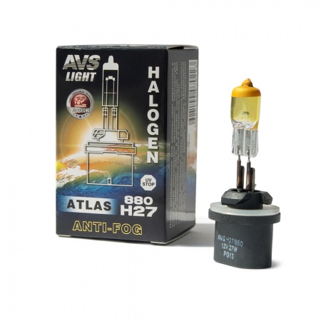 Галогенная лампа AVS ATLAS ANTI-FOG BOX желтый H27/880.12V.27W.коробка 1шт. фото 1