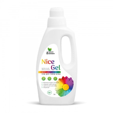 Гель для стирки "Nice Gel" для цветных тканей (концентрат) 1000 мл. (ПЭНД) Clean&Green CG8291 фото 1