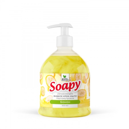 Крем-мыло жидкое с перламутром "Soapy" банан увлажн. с дозатором 500 мл. Clean&Green CG8300 фото 1