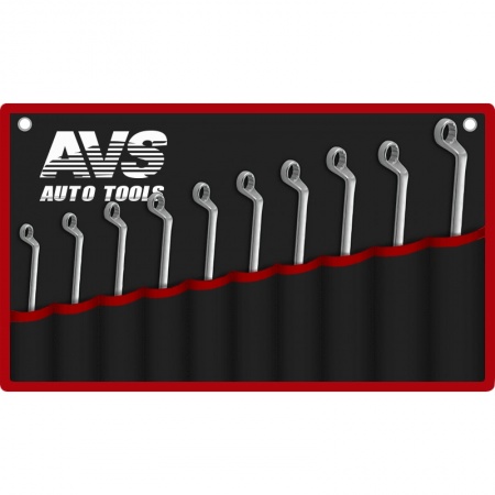Набор ключей гаечных накидных изогнутых в сумке (6-27 мм) (10 предметов) AVS K2N10M фото 1