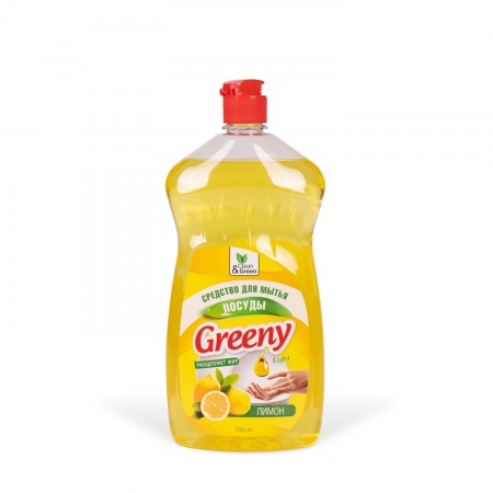 Средство для мытья посуды "Greeny" Light "Лимон" 1000 мл. Clean&Green CG8133 фото 1