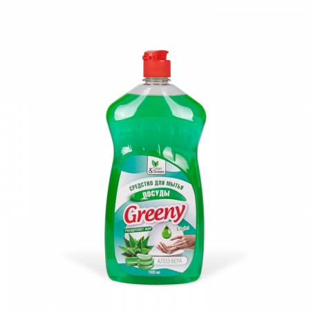 Средство для мытья посуды "Greeny" Light "Алоэ вера" 1000 мл. Clean&Green CG8156 фото 1