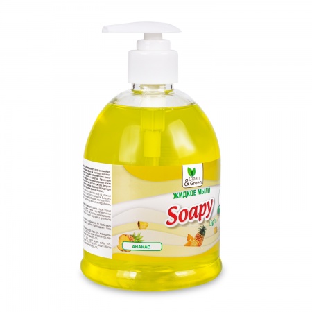 Жидкое мыло "Soapy" эконом "Ананас" с дозатором 500 мл. Clean&Green CG8241 фото 2