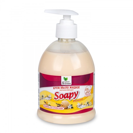 Крем-мыло жидкое "Soapy" Premium "ваниль со сливками" увлажн. с дозатором 500 мл. Clean&Green CG8111 фото 1
