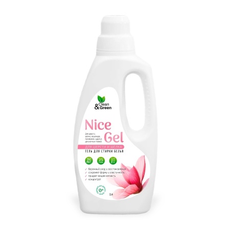Гель для стирки "Nice Gel" для шерсти и шёлка (концентрат) 1000 мл. (ПЭНД) Clean&Green CG8343 фото 1
