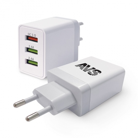 USB сетевое зарядное устройство AVS 3 порта UT-730 (QC 3.0, 3A) фото 1