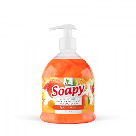 Крем-мыло жидкое с перламутром "Soapy" тропикано увлажн. с дозатором 500 мл. Clean&Green CG8303 фото 1