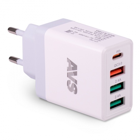 USB сетевое зарядное устройство AVS 4 порта UT-732  (QC 3.0, PD Type C, 3A ) фото 4