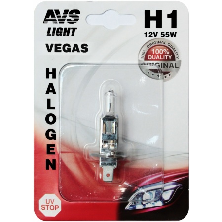 Галогенная лампа AVS Vegas в блистере H1.12V.55W.1шт. фото 1