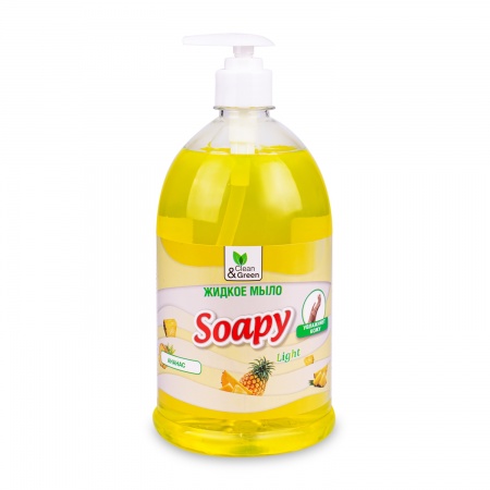Жидкое мыло "Soapy" эконом "Ананас" с дозатором 1000 мл. Clean&Green CG8237 фото 1