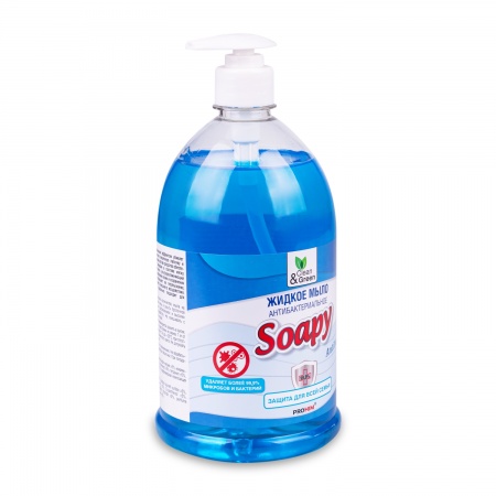 Жидкое мыло "Soapy" антибактериальное с дозатором 1000 мл. Clean&Green CG8095 фото 2