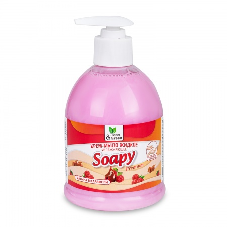 Крем-мыло жидкое "Soapy" малина в карамели увлажняющее с дозатором 500 мл. Clean&Green CG8099 фото 1