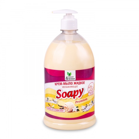 Крем-мыло жидкое "Soapy" Premium "ваниль со сливками" увлаж. с дозатором 1000 мл. Clean&Green CG8116 фото 1