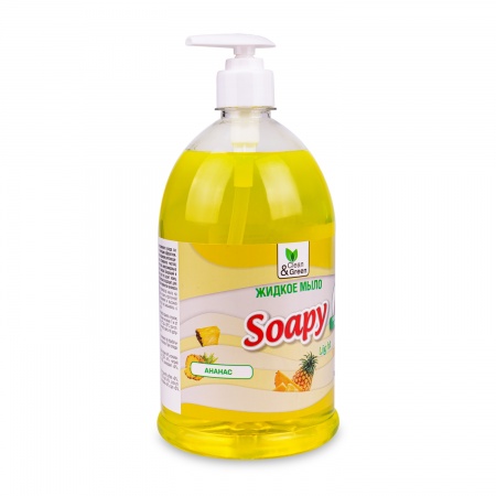 Жидкое мыло "Soapy" эконом "Ананас" с дозатором 1000 мл. Clean&Green CG8237 фото 2