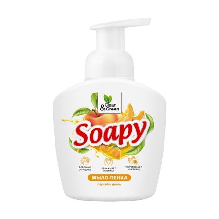 Жидкое мыло-пенка "Soapy" "Персик и дыня" пенный дозатор 400 мл. Clean&Green CG8234 фото 1