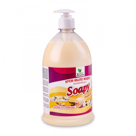 Крем-мыло жидкое "Soapy" Premium "ваниль со сливками" увлаж. с дозатором 1000 мл. Clean&Green CG8116 фото 2
