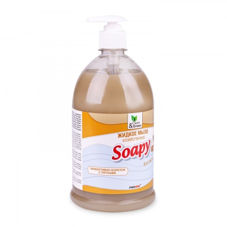 Жидкое мыло "Soapy" хозяйственное с дозатором 1000 мл. Clean&Green CG8097 фото 2