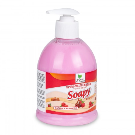 Крем-мыло жидкое "Soapy" Premium "малина в карамели" увлажн. с дозатором 500 мл. Clean&Green CG8099 фото 2