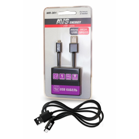 Кабель AVS micro USB(1м) MR-301 (блистер) фото 1