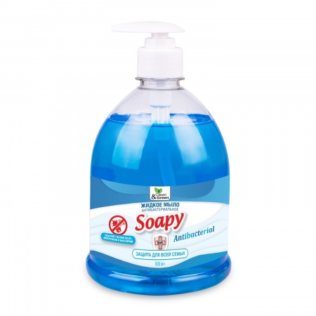 Жидкое мыло "Soapy" антибактериальное с дозатором 500 мл. Clean&Green CG8063 фото 1