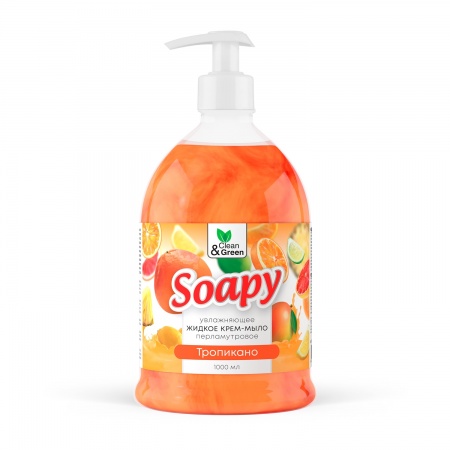 Крем-мыло жидкое с перламутром "Soapy" тропикано увлажн. с дозатором 1000 мл. Clean&Green CG8309 фото 1