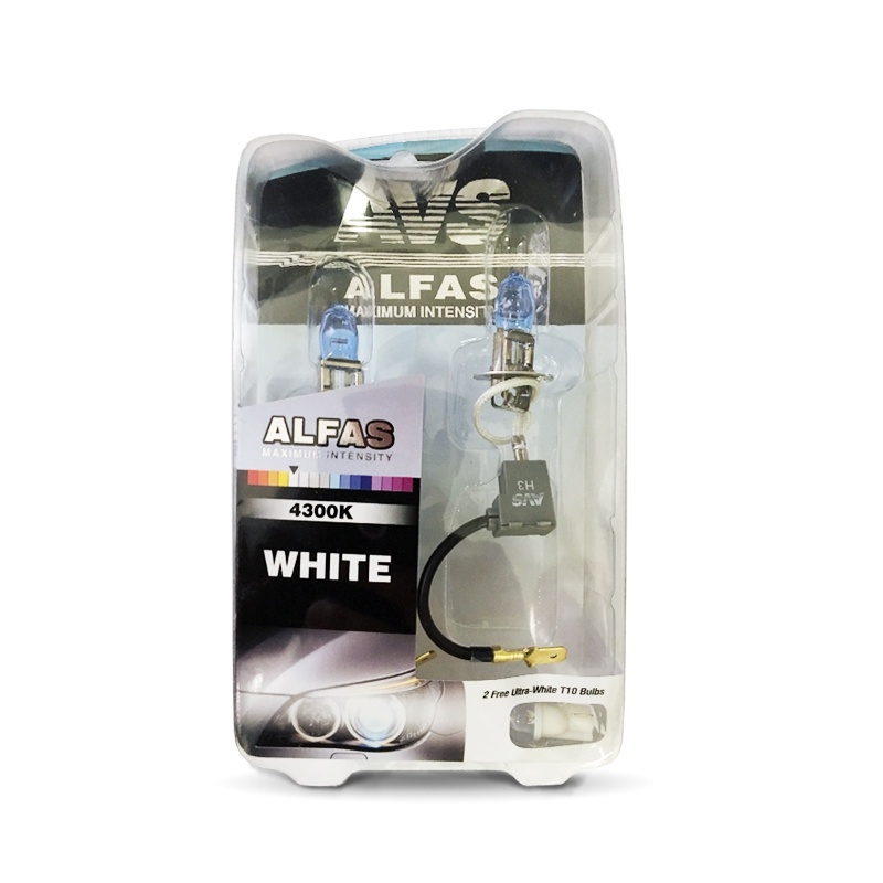 Газонаполненные лампы AVS Alfas +130% 4300K H3 комплект 2 шт.
