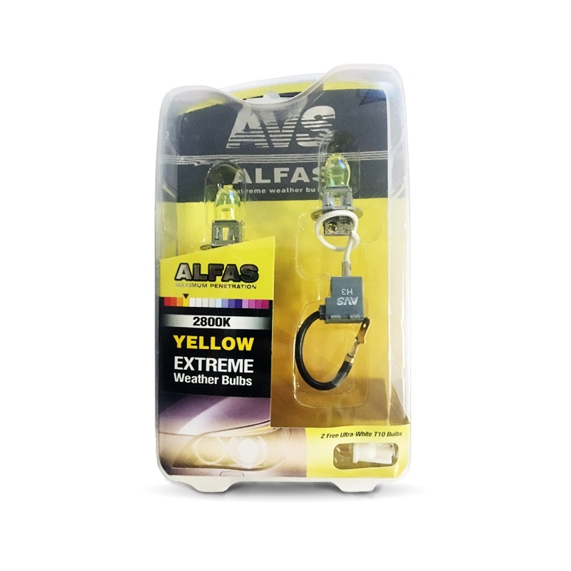 Газонаполненные лампы AVS Alfas 2800К H3 жёлтый Максимальная освещённость, комплект 2 шт.