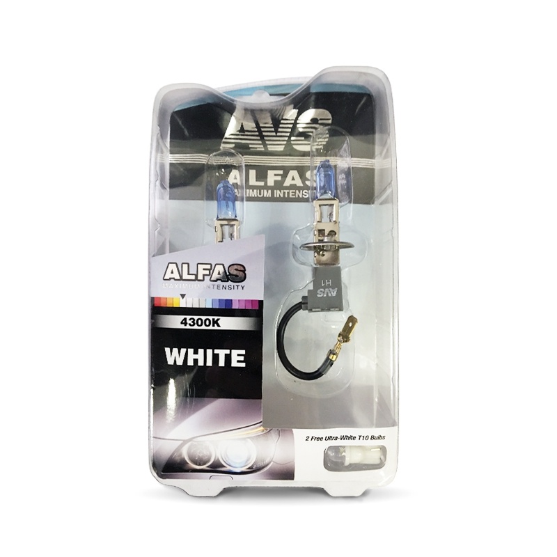 Газонаполненные лампы AVS Alfas +130% 4300K H1 комплект 2 шт.